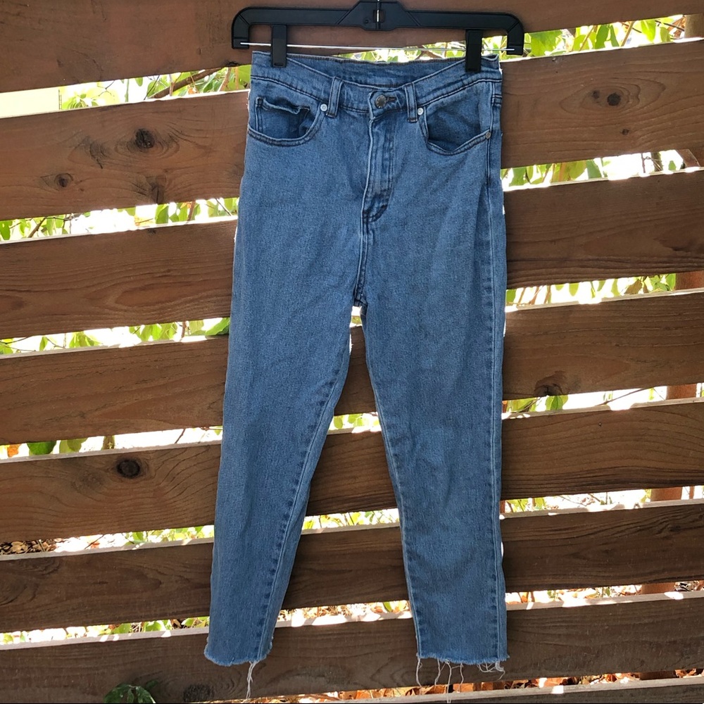 UNIF Mid Rise Frayed Hem Blue Skinny Jeans Size 26